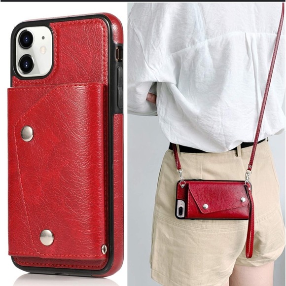 iPhone 11 Pro Max Phone Card Holder Case with Neck Strap Crossbody Strap - Picture 1 of 14